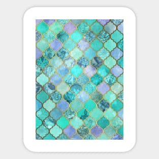 Cool Jade & Icy Mint Decorative Moroccan Tile Pattern Sticker